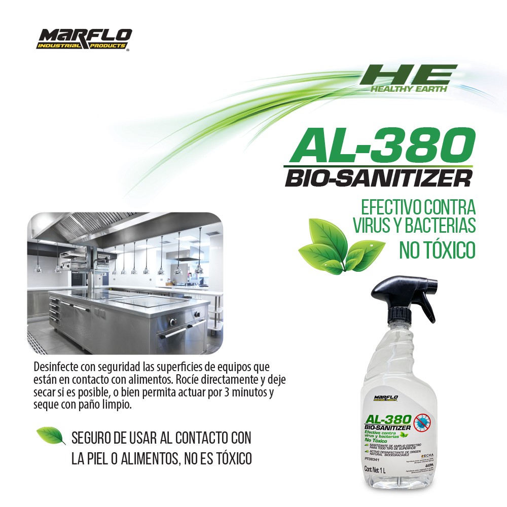 Desinfectante, antiviral, sanitizante de supeficies, marflo
